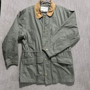 Towne London Fog Womens Olive Green Field Jacket Corduroy Collar Utility Coat L